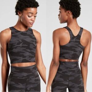 142 NWOT Athleta‎ Black Camo A-C Conscious Crop Yoga & Fitness Tank Top Size XS